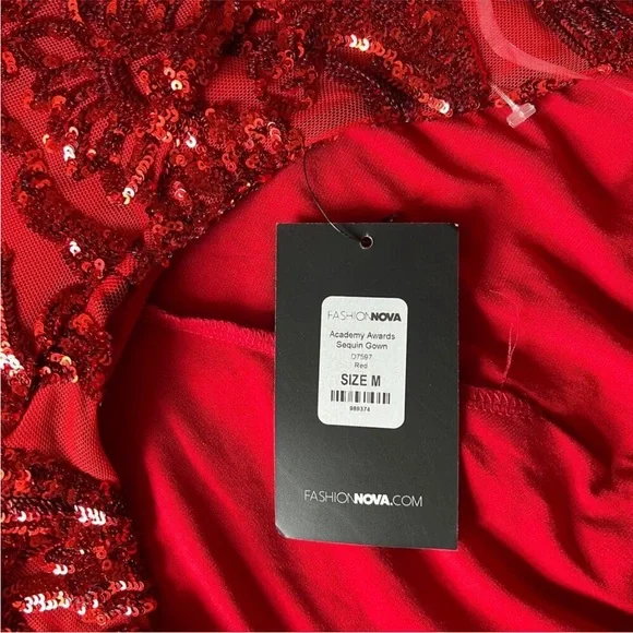 FN Red Halter Sequin Gown! - Picture 10 of 10